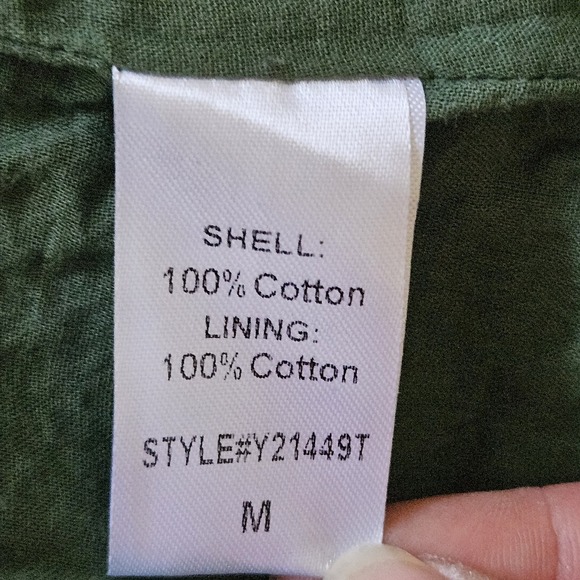 Pomander Place Dress sz M Ceci Smocked Long Sleeve Green Tiered Cotton Mini Boho - Picture 8 of 16